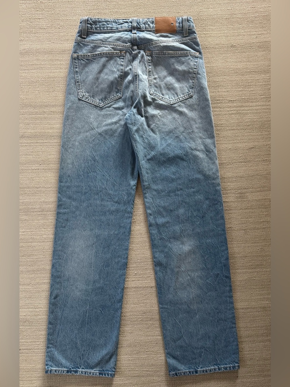 Zara blue high rise straight leg distressed button fly jeans women’s size 0 NWT - Picture 2 of 6